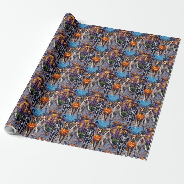 American Staffordshire Terrier Dogs Halloween Wrapping Paper (Unrolled)