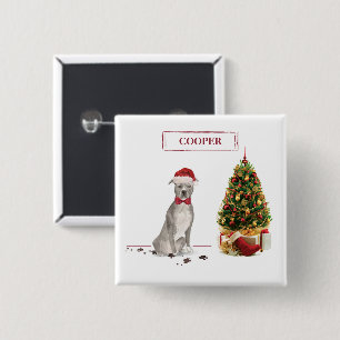 American Staffordshire Terrier Funny Christmas Dog 15 Cm Square Badge