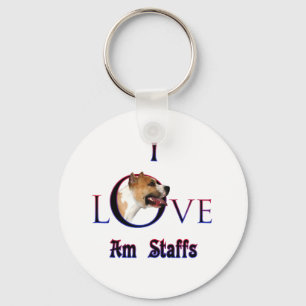 American Staffordshire Terrier I Love Key Ring