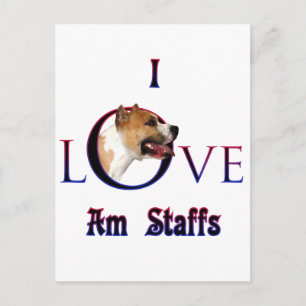 American Staffordshire Terrier I Love Postcard