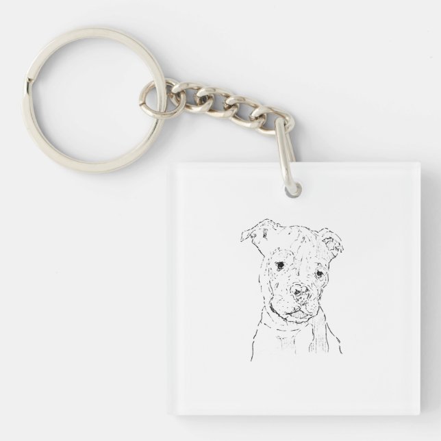 American Staffordshire Terrier Illustration Key Ring (Front)