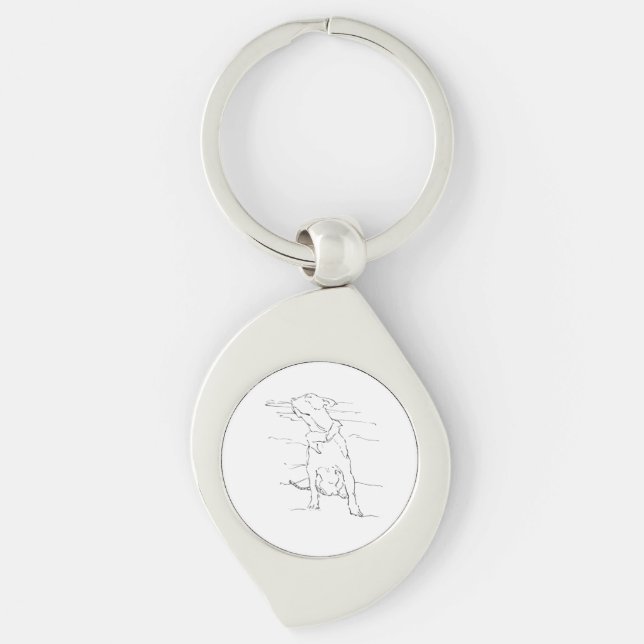 American Staffordshire Terrier Illustration Key Ring (Front)
