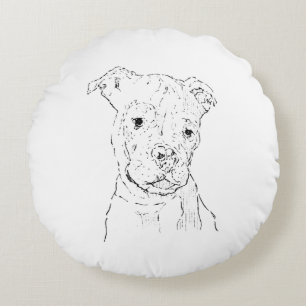 American Staffordshire Terrier Illustration Round Cushion
