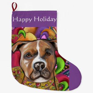 AMERICAN STAFFORDSHIRE TERRIER LARGE CHRISTMAS STOCKING
