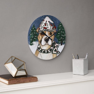 AMERICAN STAFFORDSHIRE TERRIER LARGE CLOCK