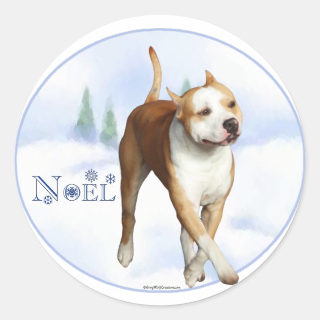 American Staffordshire Terrier Noel Classic Round Sticker (Front)
