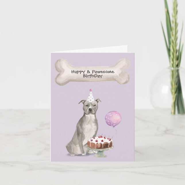 American Staffordshire Terrier Pitbull Birthday Holiday Card (Front)