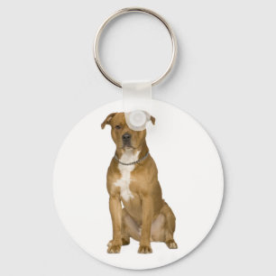 American Staffordshire Terrier Puppy Dog Keychain