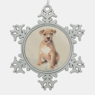 American staffordshire terrier puppy Sketch Paint Snowflake Pewter Christmas Ornament