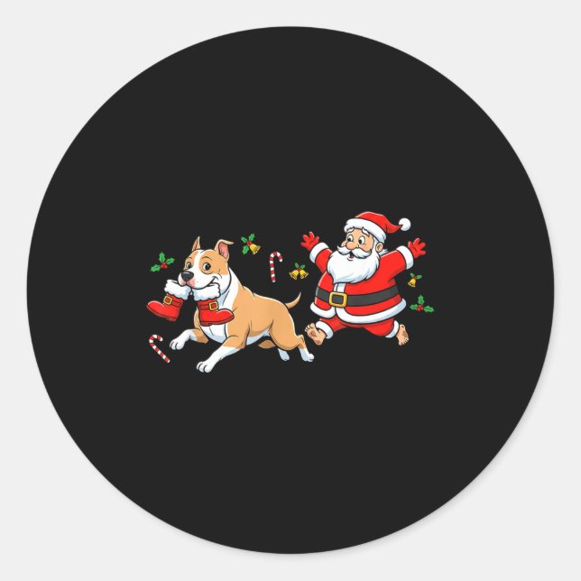American Staffordshire Terrier Santa Claus Boots C Classic Round Sticker (Front)