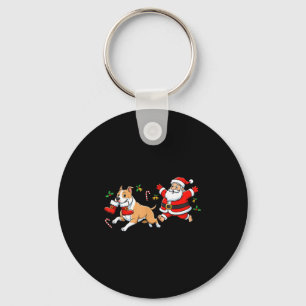 American Staffordshire Terrier Santa Claus Boots C Key Ring