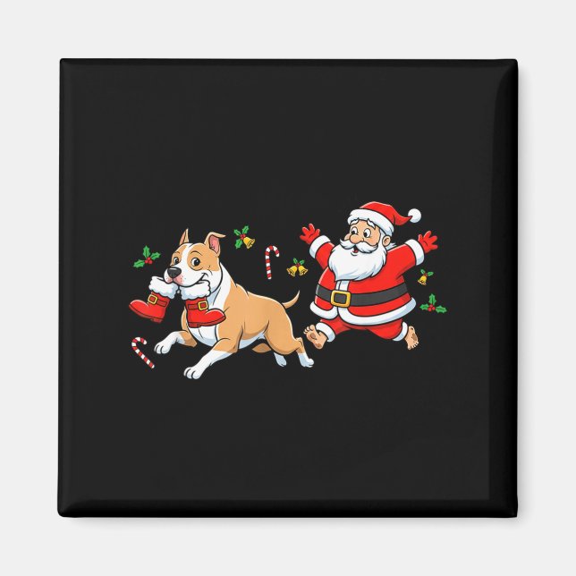 American Staffordshire Terrier Santa Claus Boots C Magnet (Front)