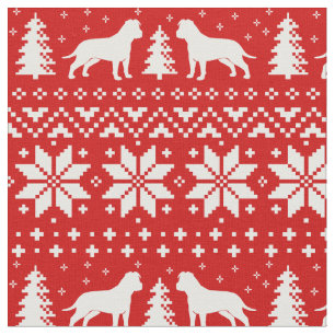 American Staffordshire Terrier Silhouettes Xmas Fabric