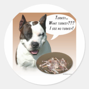 American Staffordshire Terrier Turkey Classic Round Sticker