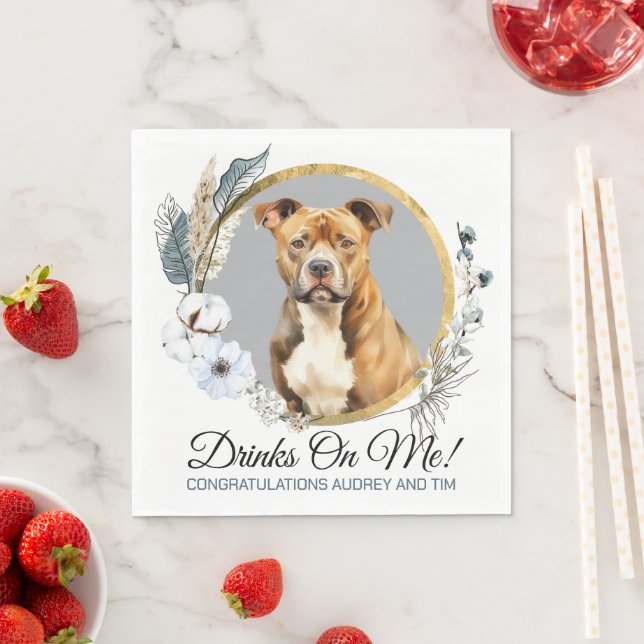 American Staffordshire Terrier Wedding Napkins (Insitu)