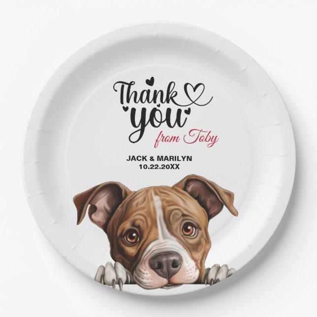American Staffordshire Terrier Wedding Paper Plate (Front)