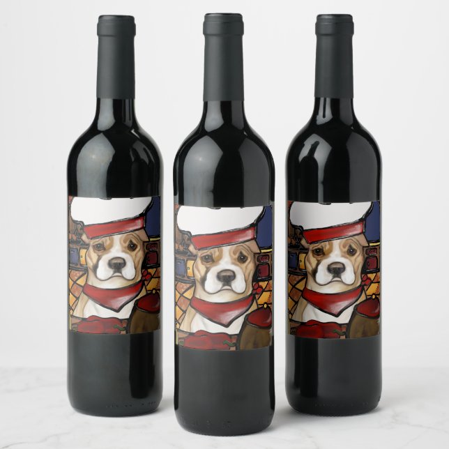 AMERICAN STAFFORDSHIRE TERRIER         WINE LABEL (Bottles)