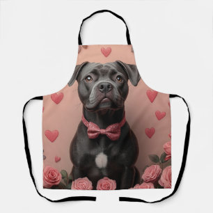 American Staffordshire with Roses -Valentine's Day Apron