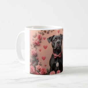 American Staffordshire with Roses -Valentine's Day Coffee Mug