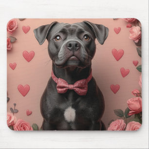 American Staffordshire with Roses -Valentine's Day Mouse Mat