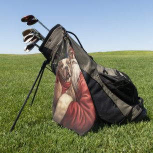 American Staffordshire with Santa Claus Christmas Golf Towel