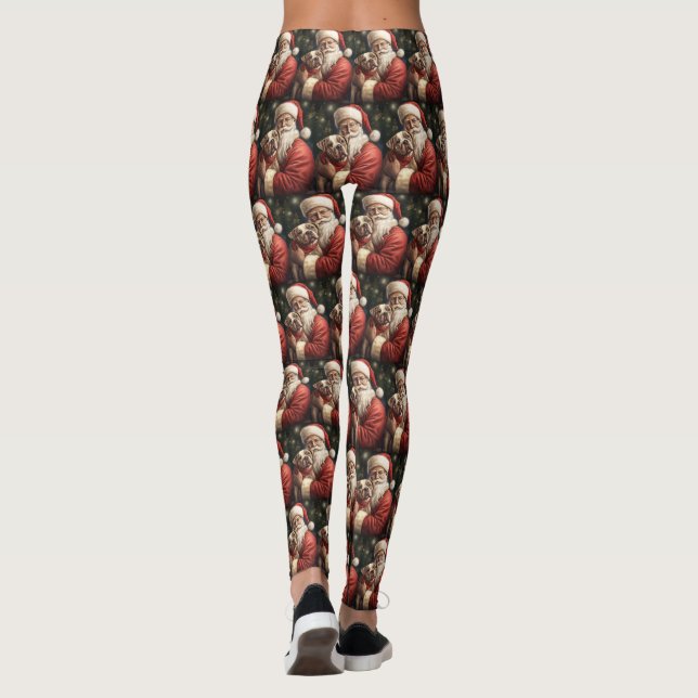 American Staffordshire with Santa Claus Christmas Leggings (Back)
