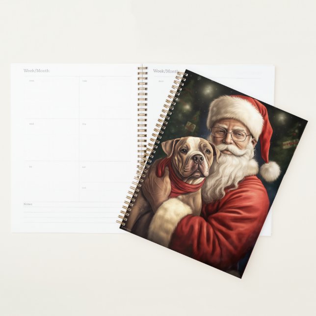 American Staffordshire with Santa Claus Christmas Planner (Display)