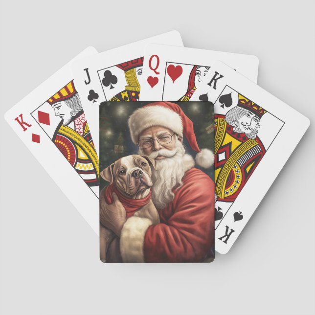 American Staffordshire with Santa Claus Christmas Playing Cards (Back)