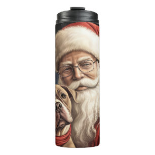 American Staffordshire with Santa Claus Christmas Thermal Tumbler
