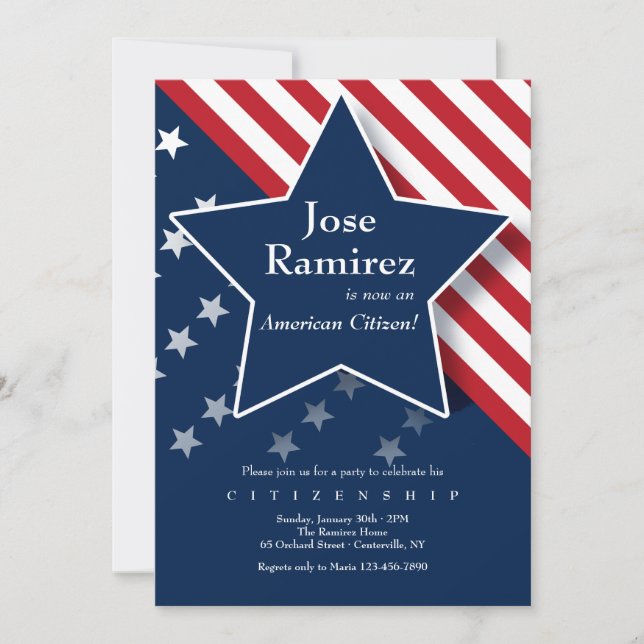 American Star Citizenship Party Invitation (Front)