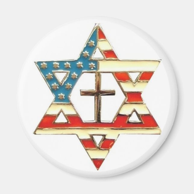 American Star of David With Cross Magnet (Front)