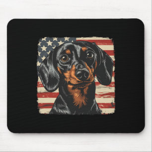 American Star Stripes 4th Of July Dachshund Dog Mouse Mat