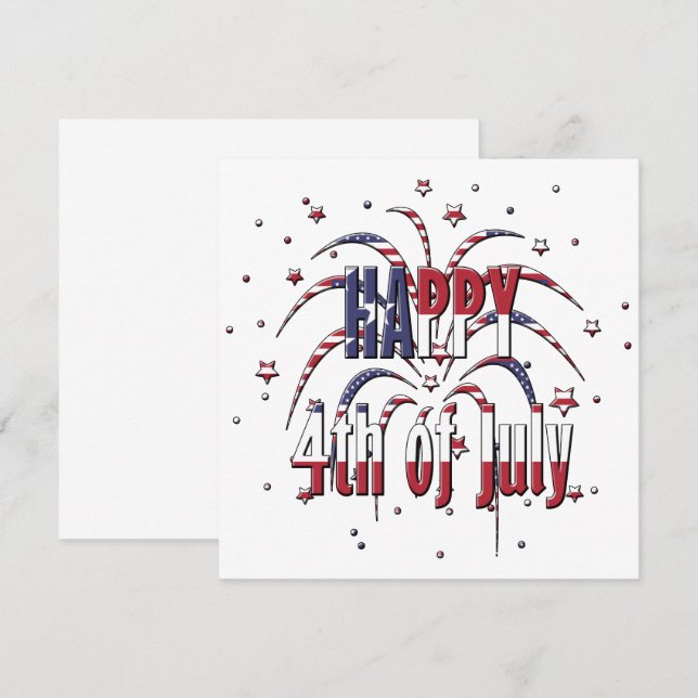 American Stars and Stripes Happy 4th of July Card (Front/Back)