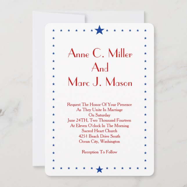American Stars with Text Invitation (Front)