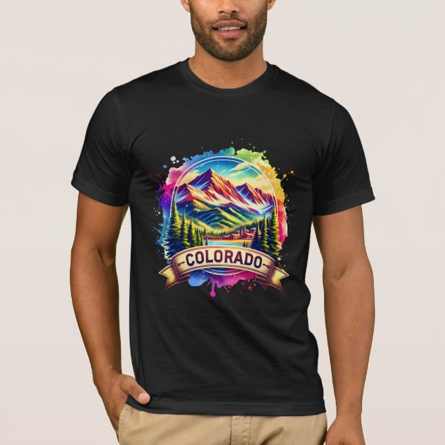 American State Map T-Shirts - Colorado USA map (Front)