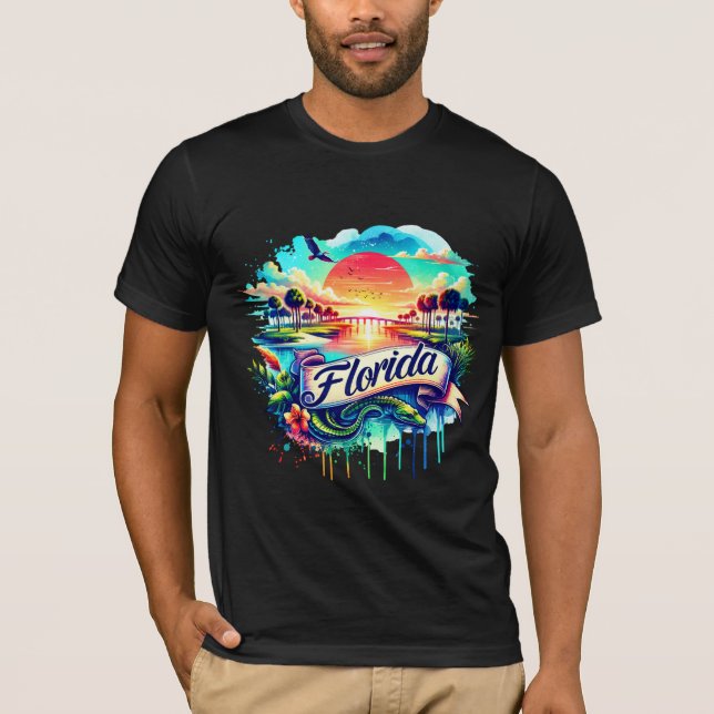 American State Map T-Shirts - Florida USA map (Front)