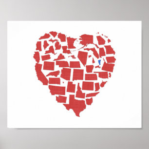American States Heart Mosaic Vermont Red Poster