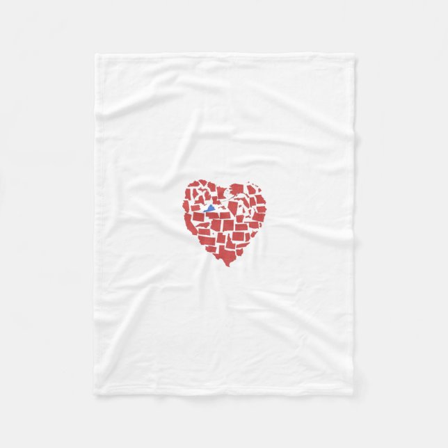 American States Heart Mosaic Virginia Red Fleece Blanket (Front)