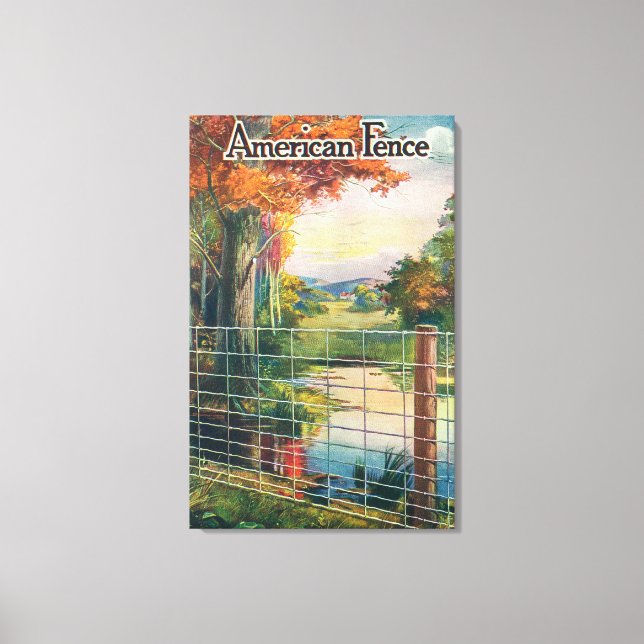 American Steel & Wire Co Fence Roadside Scene Canvas Print (Front)