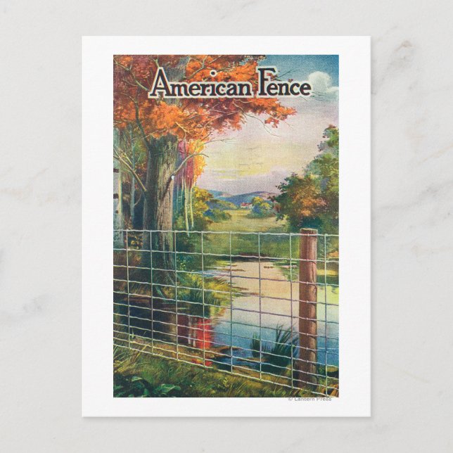 American Steel & Wire Co Fence Roadside Scene Postcard (Front)