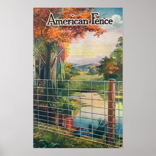 American Steel & Wire Co Fence Roadside Scene Poster (Front)
