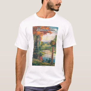 American Steel & Wire Co Fence Roadside Scene T-Shirt