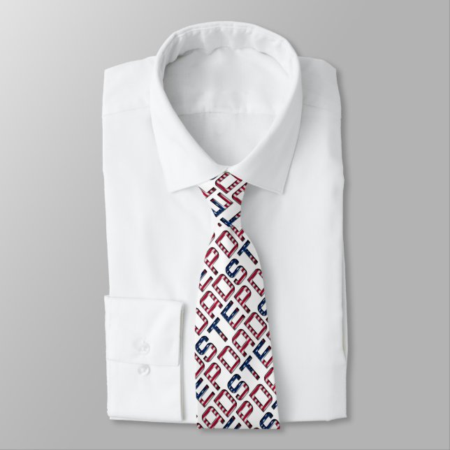 American Stepdad USA Name Stars and Stripes Text Tie (Tied)
