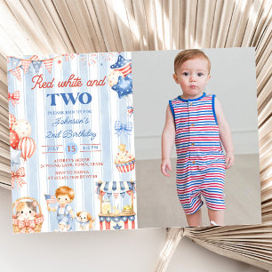 American Stripes Boy 2nd Birthday Invitation