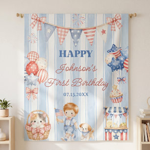 American Stripes Boy Birthday Party Tapestry