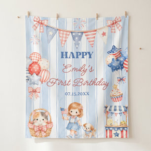 American Stripes Girl Birthday Party Tapestry