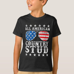 American Stud Boy Country 4th Of July Usa Flag Gif T-Shirt