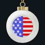 American Style Art Ceramic Ball Christmas Ornament<br><div class="desc">american,  flag united , states flag, 4th of july, independence day, usa flag, patriotic, red white and blue design, america pride, veterans memorial day, 
American Flag inspired - Patriotic Red,  White and Blue ornament Show your USA pride everyday,  on the 4th of July,  Memorial Day or Veteran’s day .</div>