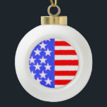 American Style Art Ceramic Ball Christmas Ornament<br><div class="desc">american,  flag united , states flag, 4th of july, independence day, usa flag, patriotic, red white and blue design, america pride, veterans memorial day, 
American Flag inspired - Patriotic Red,  White and Blue ornament Show your USA pride everyday,  on the 4th of July,  Memorial Day or Veteran’s day .</div>