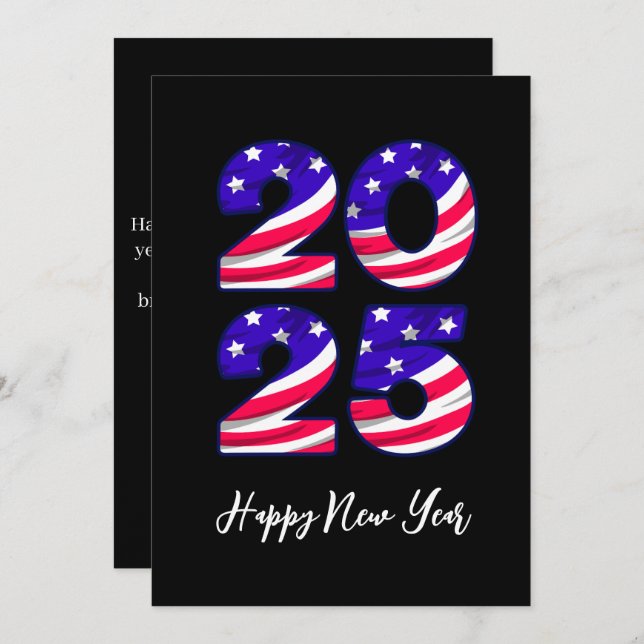 American style simple happy new years cards 2025 (Front/Back)